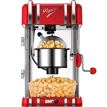 UNOLD 48535 POPCORNMAKER Retro - 300 W, Antihaftbeschichteter Edelstahl-Topf, Popcorn wie im Kino, Innenraumbeleuchtung, BPA-frei, Warmhaltefunktion, für Filmabende/Movienight, fettarm im Sale